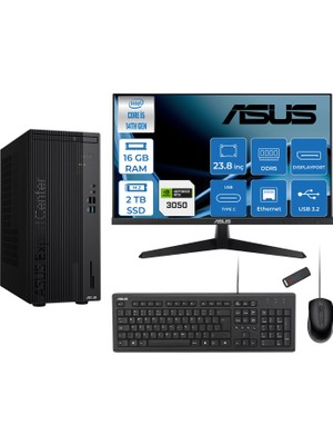 Asus Expertcenter D501MER  Intel® Core™ İ5-14500 16GB Ddr5 2tb SSD 6GB/RTX3050 Freedos Mini Tower+23.8" 120Hz Asus Monitör Masaüstü Bilgisayar 12WD501MER23F04+ZETTAUSBBELLEK