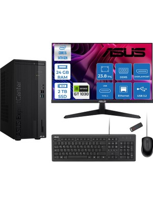 Asus Expertcenter D501MER  Intel® Core™ İ5-14500 24GB Ddr5 2tb SSD 4GB/GT1030  Freedos Mini Tower+23.8" 120Hz Asus Monitör Masaüstü Bilgisayar 12WD501MER21F09+ZETTAUSBBELLEK