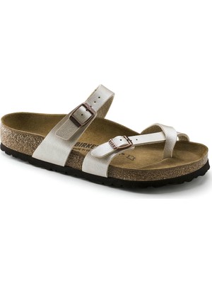 Kadınlar İçin Birkenstock Mayarı Bf Sandalet Krem Renk Düz Topuklu Konfor ve Şıklık