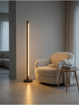 Sima Avize Modern Ahşap LED Lambader | Kumandalı 3 Renk | El Yapımı 145 cm Ceviz