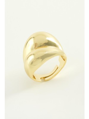 Zero Land Cosmotex Oval Metal Yüzük-Sarı