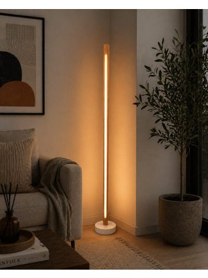 Sima Avize Modern Ahşap LED Lambader | Kumandalı 3 Renk | El Yapımı 145 cm Ceviz
