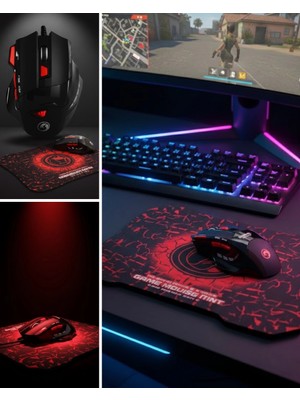 Vintessy Ergonomik Gaming Mouse ve Mousepad 3 Dpı Ayarlı LED Işıklı Tasarım