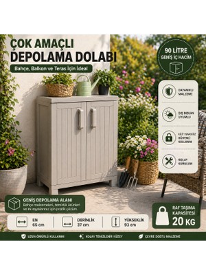 Csb Store Plastik Depolama Dolabı – 65X37X93 Cm, Kilitli, Dayanıklı, Bahçe Balkon Teras Için Çok Amaçlı Dolap