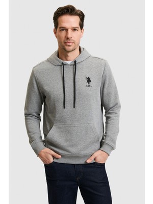 U.S. Polo Assn. Erkek Gri Melanj Basic Sweatshirt 50269426-VR086