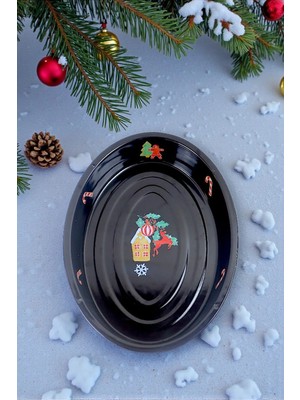 İnci Emaye Inci Emaye 36 No Emaye Fırın Tepsi Oval Tepsi 36 cm Siyah