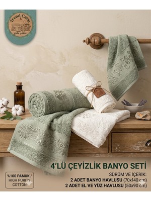 4 Lü Banyo Havlusu % 100 Pamuklu Set
