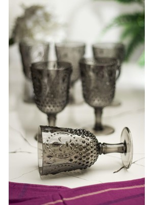 Depa Akrilik Füme 6'lı Kadeh & Su Meşrubat Kahve Yanı Bardağı 450 ml ( Cam Değildir )