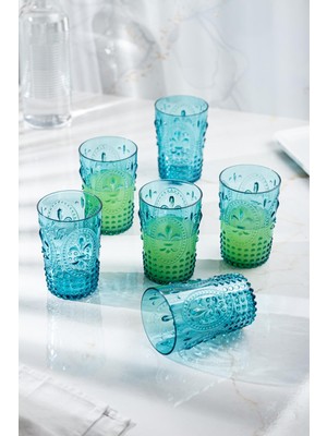 Depa Akrilik Aquamarin 6'lı Kısa Bardak & Su Meşrubat Kahve Yanı Bardağı 400 ml ( Cam Değildir )