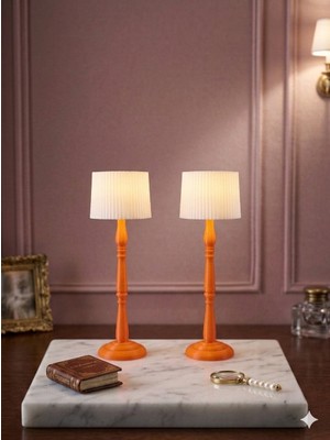 AKT 2'li Set Mini Abajur Tealight (15 Cm) - Dekoratif Ledli Mumluk, Minyatür Ev Dekorasyonu Gece Lambası