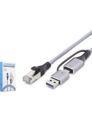Skygo Usb 3.0 & Type-C Gigabit Ethernet Adaptör - Gri HDX7876