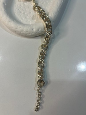 Hüma Butik Gold Kaplama Çelik Çift Sıra Dokulu Burgu Zincir Bileklik