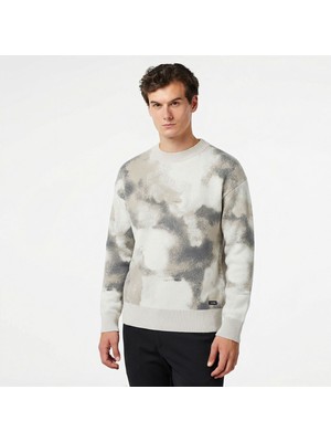 Calvin Klein All-Over-Print Erkek Bej Sweatshirt