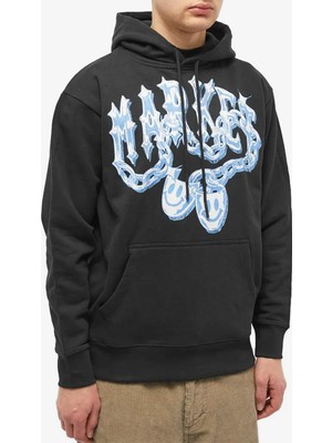 Market Smiley Market Chain Erkek Siyah Hoodie