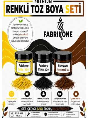 Fabrikone 3'lü Set Premium Parafin Soya Wax Toz Mum Boyası Hobi Seti - 10 cc (Sarı, Siyah, Kahverengi) BKFAB3SRSKH10G