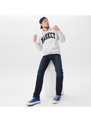 Market Chess Club Applique Fleece Erkek Beyaz Hoodie