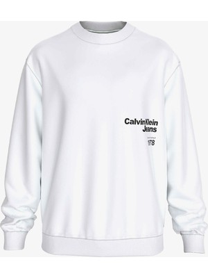 Calvin Klein Erkek Beyaz Sweatshirt