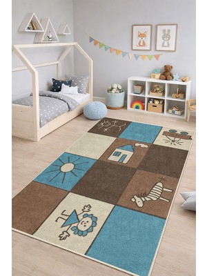Lioara Home Çocuk Odası Dijital Baskı Halı | Canlı Renkler Kaymaz Taban Silinebilir Modern Tasarım