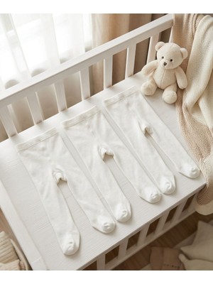 Miniday Baby 3'lü Kız Bebek & Çocuk Pamuklu Düz Renkli Külotlu Çorap Yeni Doğan Hastane Çıkışı