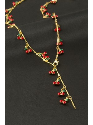 Zero Land Cosmotex Kiraz Mineli Y Kolye - Gümüş Rengi