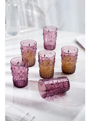 Depa Akrilik Mürdüm 6'lı Kısa Bardak & Su Meşrubat Kahve Yanı Bardağı 400 ml ( Cam Değildir )