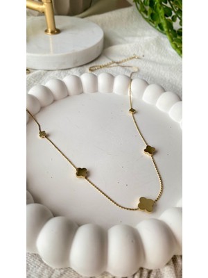 Stainless Steel Çelik Cleef Çiçek Model Kolye