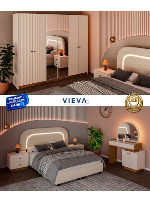 Vieva Seyran Yatak Odası Takımı 6 Kapılı Gardırop %100 Mdf Bazalı Teslimat -Montaj Dahil