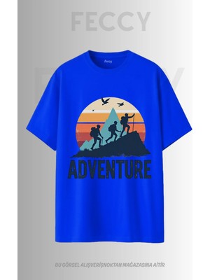 Feccy Premium Adventure2 Baskılı Avcı Tema Unısex Oversize Kadın Tişört Erkek Tişört Pamuklu Oversize Tişört