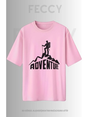 Feccy Premium Adventure Baskılı Avcı Tema Unısex Oversize Kadın Tişört Erkek Tişört Pamuklu Oversize Tişört