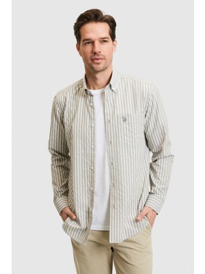 U.s. Polo Assn. Erkek Açık Haki Gömlek Desenli 50324781-VR183