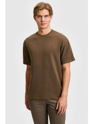 U.S. Polo Assn. Erkek Comfort Fit Bisiklet Yaka Kahverengi Tişört 50326967-VR029
