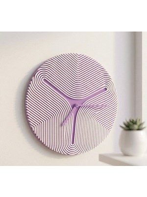 Basart Modern Dekoratif 3D Kanallı Duvar Saati - Minimalist Tasarım Lilla/lila Antre Salon Ofis Saati