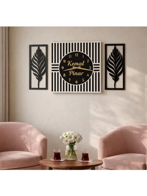 Salonlara Şıklık Katacak Modern Duvar Saati 40 cm Konbinli Kişiye Özel No 30037