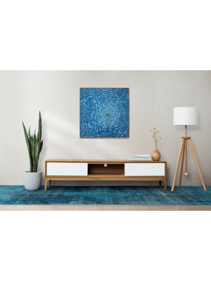 Galeri Mavi Abstract Bluez” Imzalı Özgün El Yapımı Akrilik Tablo 80X80 cm Modern Soyut Kanvas Çerçevesiz