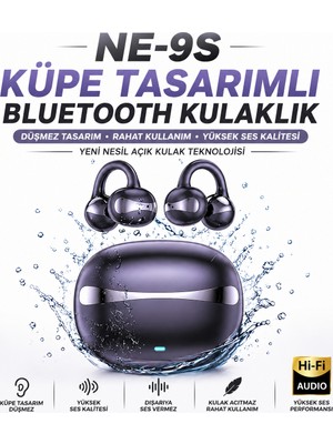 TeknolojiSA Ne-9s Küpe Tasarımlı Kablosuz Kulaklık, Düşmeye Karşı Sabit, Konforlu ve Şık