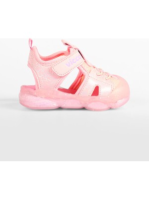 Vicco Işıklı Kız Çocuk Sandalet Pembe Standart Kalıp Cırt Cırt Kapatma Özelliği