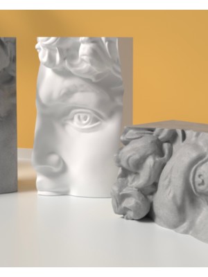 Glow Designing Beton Antik Yüz Heykel Biblo Aksesuar Set