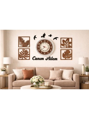 Salon Duvar Saati 40 cm Yapraklar 4 Adettir NO30039