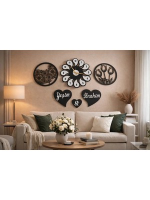 Salon Papatya Modeli Şık Tasarım Saati 40 cm No 30009