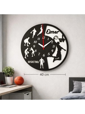 Basketbol Temalı Duvar Saati 40 cm Kişiye Özel No 4013