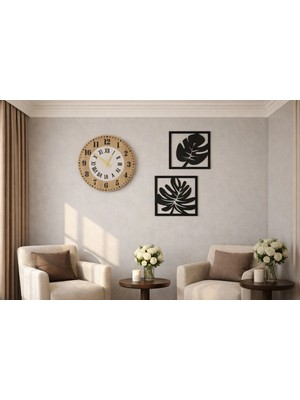 Salon Duvar Saati 40 cm Çiçekler 30 cm Şık Tasarım NO30022