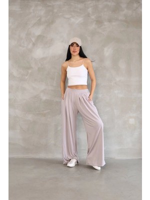 Kesgin Market® Kadın Osy Modal Yumuşak Dokulu Kadın Kumaş Boru Paça Salaş Eşofman - Bej Kesg