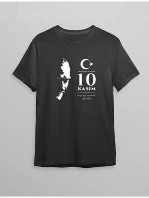 Kesgin Market® 10 Kasım Atatürk Baskılı T-Shirt - Siyah Kesginwear