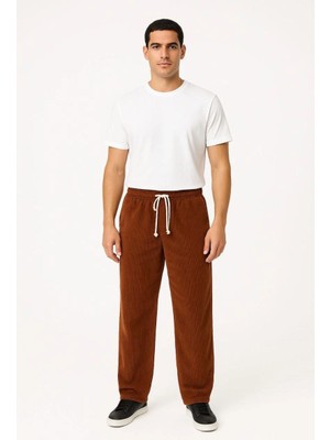 Kesgin Market® Erkek Fitilli Kadife Cepli Buggy Pantolon Oversize Rahat Kalıp - Kahverengi Kesginw