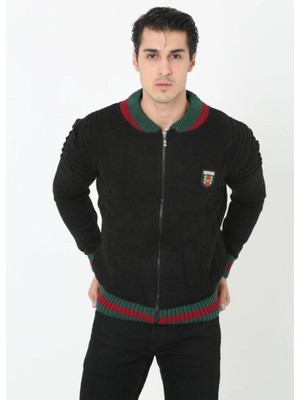 Kesgin Market® Erkek Tam Fermuarlı Triko Hırka - Siyah Kesginwear