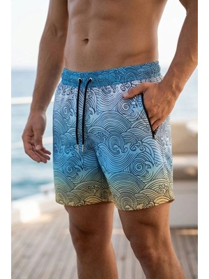 Kesgin Market® Erkek Deniz Şortu Fermuarlı Cepli File Astarlı Hızlı Kuruyan Premium - Çok Ren