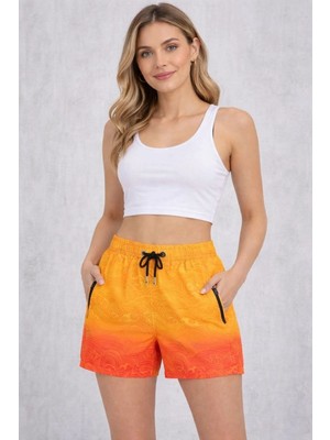 Kesgin Market® Kadın Deniz Şortu Fermuarlı Cepli File Astarlı Hızlı Kuruyan Premium - Çok Re