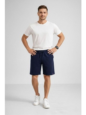 Kesgin Market® Erkek Otoban Dokuma Kumaş Beli Lastikli, Cepli, Yazlık Şort - Lacivert Kesginwear