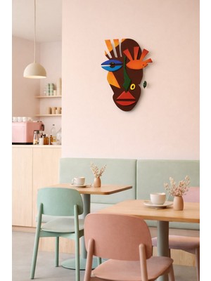 Zesiba Picasso Renkli Soyut Yüz Figürlü Ahşap Duvar Dekoru 50X25 cm | Sanatsal Ev, Kafe Dekorasyonu