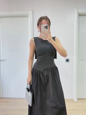 Kesgin Market® Kadın Krep Arkası Kanat Arka Ön Pens Detaylı Uzun Elbise - Siyah Kesginwear